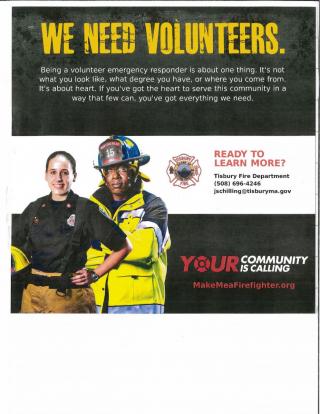Tisbury Fire Department Needs Volunteers