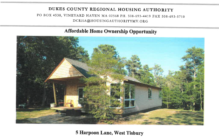 Dukes County Regional Housing Authority - Affordable Home Ownership Opportunity